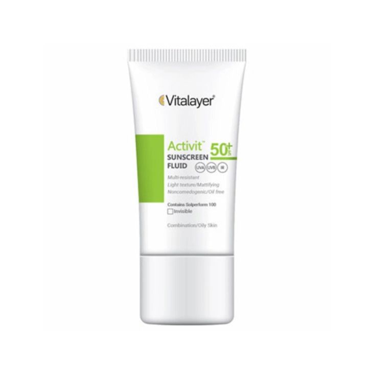 خرید فلوئید ضد آفتاب پوست چرب Activit SPF50 ویتالیر 50ml