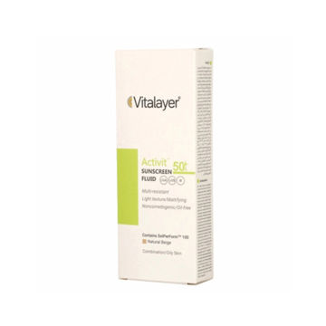 خرید فلوئید ضد آفتاب رنگی پوست چرب Activit SPF50 ویتالیر 50ml
