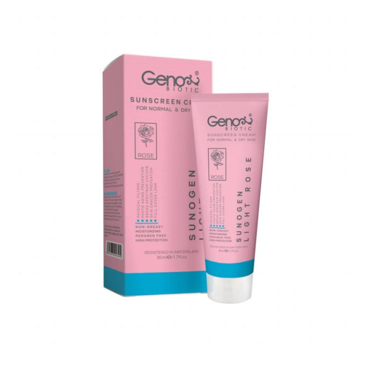 کرم ضد آفتاب SPF 50 ژنوبایوتیک سانوژن مناسب پوست های معمولی تا خشک